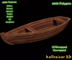 Rowing Boat - PBR - Textured Low-poly  3D model