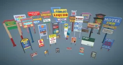 Signages Props Low-poly  3D model
