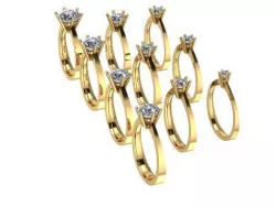 solitaire rings diamod gold or silver 3D model