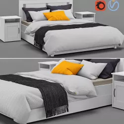 SONGESAND  Bed - BERGPALM  Quilt Cover And 2 Pillowcases Ikea 3D model