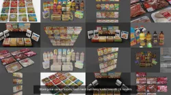 Store juice cereal frozen food meat butchery rusks biscotti 3D Model Collection