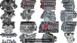 V12 Engine with Cutaway 3D Model Collection