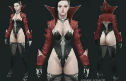 Vampire lady Low-poly  3D model