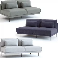 West Elm Halsey Armless Sofa 3D model