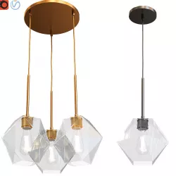West Elm Sculptural Glass Faceted 3 Light Chandelier  Pendant 3D model