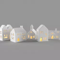 White ceramic houses 3D model