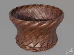 Wicker basket 2 Low-poly  3D model