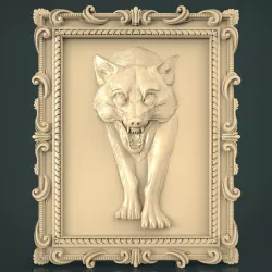 wolf wall decor painting art 3d models for artcam and aspire 3D model
