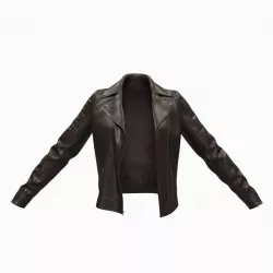 Woman Leather Jacket in dark brown color  3D model