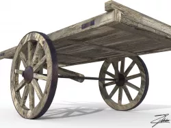 Wooden cart Low-poly  3D model