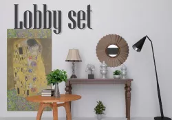 Wooden lobby set Low-poly  3D model