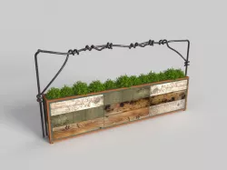 Wooden planter box with twined steel thread  3D model