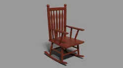 Wooden Rocking Chair Low-poly  3D model