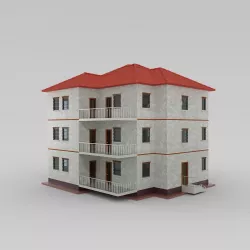 A 3d model of a well-tiled architectural building Low-poly  3D model