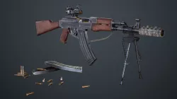 AK-47 Assault Rifle with Scope and Suppressor Low-poly  3D model