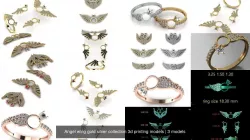 Angel wing gold silver collection 3d printing models 