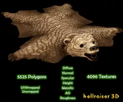 Bear Rug - PBR - Textured Low-poly  3D model