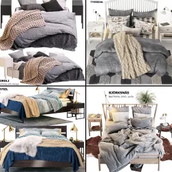 Bed collection ikea - 4 items - NORDLI BJORKSNAS TRYSIL TYSSEDAL 3D model