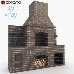 Brick bbq oven 3D model