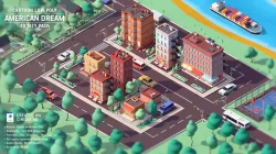Cartoon Low Poly American Dream City Pack Low-poly  3D model