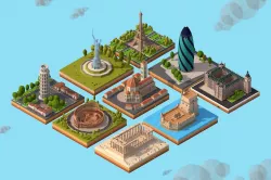 Cartoon Low Poly Europe Landmarks Pack Low-poly  3D model