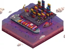 Cartoon Low Poly Sea Port  Low-poly  3D model