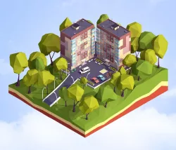 Cartoon Lowpoly Panel City House Low-poly  3D model