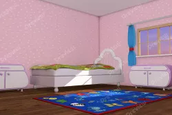 Cartoon Pink Kids Room 3D model