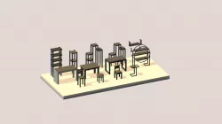 cartoon room kitchen object Low-poly  3D model