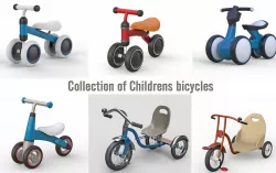 Collection of Childrens bicycles 3D model