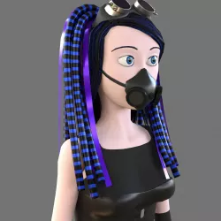 Cybergoth cartoon female character 3D model