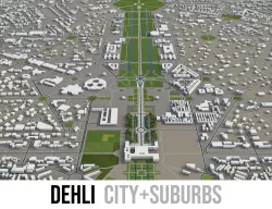 Delhi - city and surroundings Low-poly  3D model