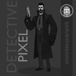 Detective pixel Low-poly  3D model