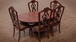 Dining Table and Chair Low-poly  3D model