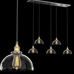 FACTORY FILAMENT CLEAR GLASS DOME RECTANGULAR PENDANT 3D model