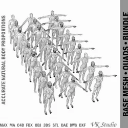 Female and Male Base Mesh SUPER BUNDLE Low-poly  3D model