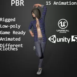 Female Character Low-poly  3D model