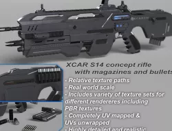  Futuristic Assault Rifle XCAR S14 3D model