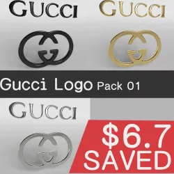 Gucci Logo Pack 01 Low-poly  3D model