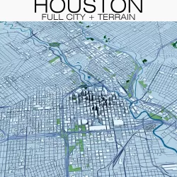 Houston with terrain 3D model
