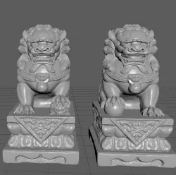 imperial guardian lions  old lion statue    shi shi zi 3D model
