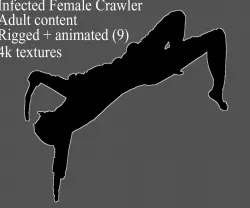 Infected Female Crawler Low-poly  3D model