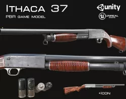 Ithaca 37 shotgun Low-poly  3D model