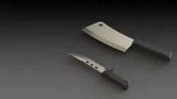 Knife and Meat Cleaver Low-poly  3D model