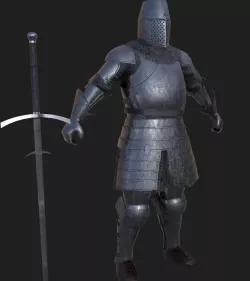 Knight medievel with claymore Low-poly  3D model