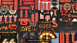 Lighted Metal sign set 11 3D Model Collection