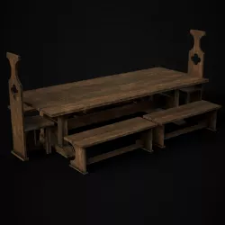 Medieval Dining Table Set Low-poly  3D model