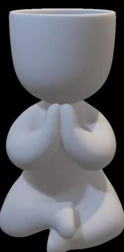 meditating boy fat potted plants and stl for 3D printing  3D model