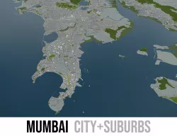 Mumbai - city and surroundings Low-poly  3D model
