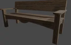 Outdoor Bench cw Back Rest Low-poly  3D model